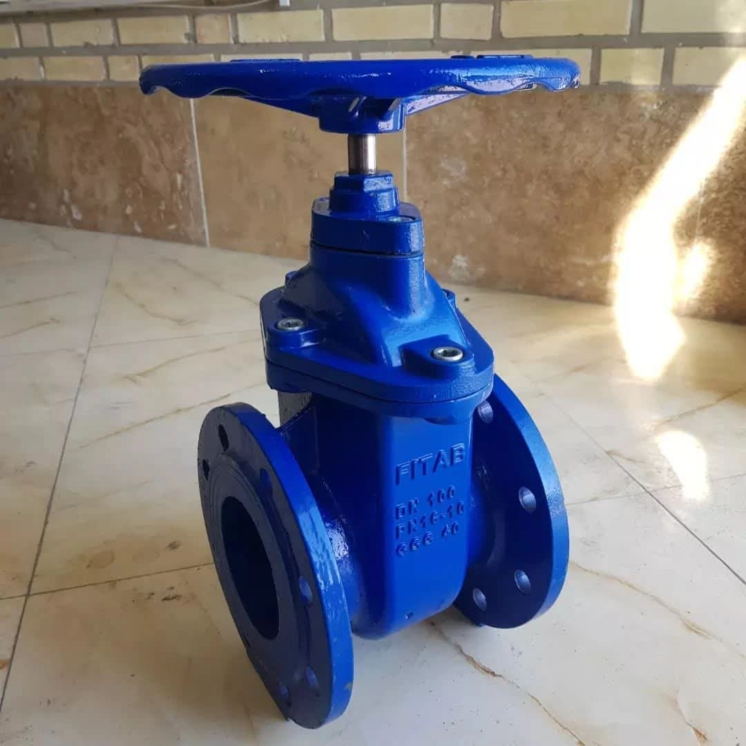شیر فلکه کشویی چدنی فیتاب 4 اینچ زبانه لاستیکی