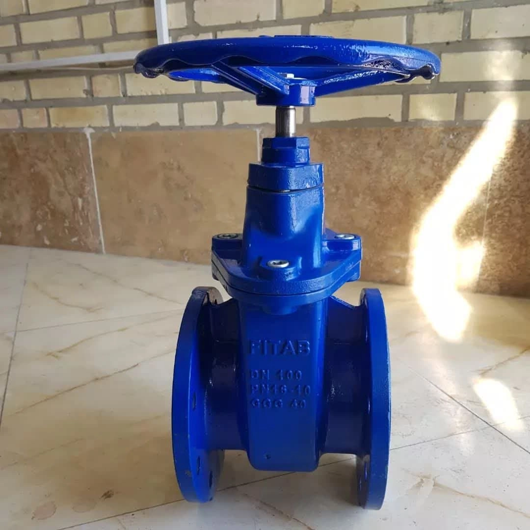 شیر فلکه کشویی چدنی فیتاب 4 اینچ زبانه لاستیکی