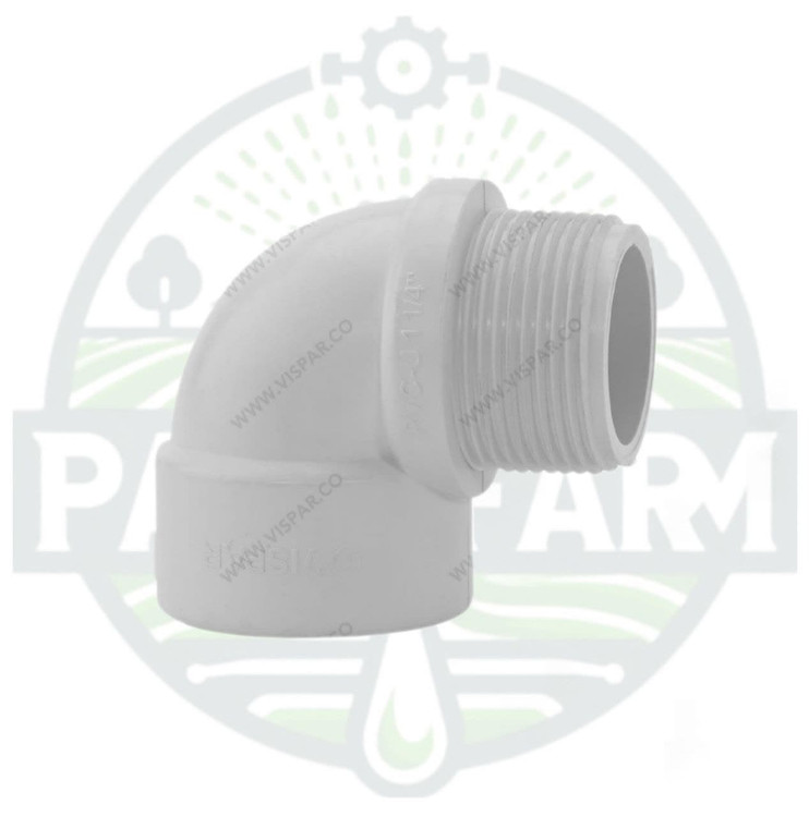 چپقی (زانو یکسر نر) رزوه ای پلیمری سفید